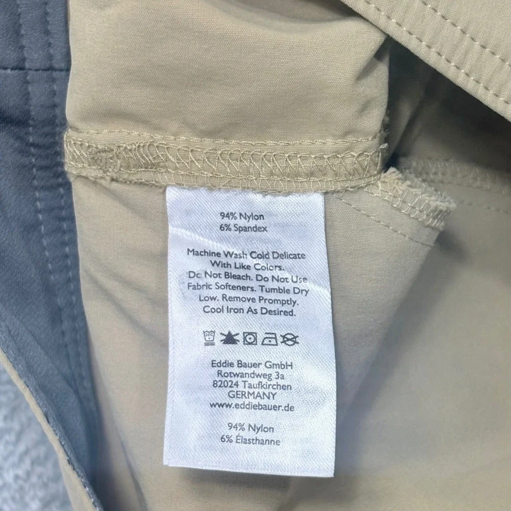 Eddie Bauer First Ascent Guide Shorts Mens 42 Tan Nylon Spandex Stretch Hiking